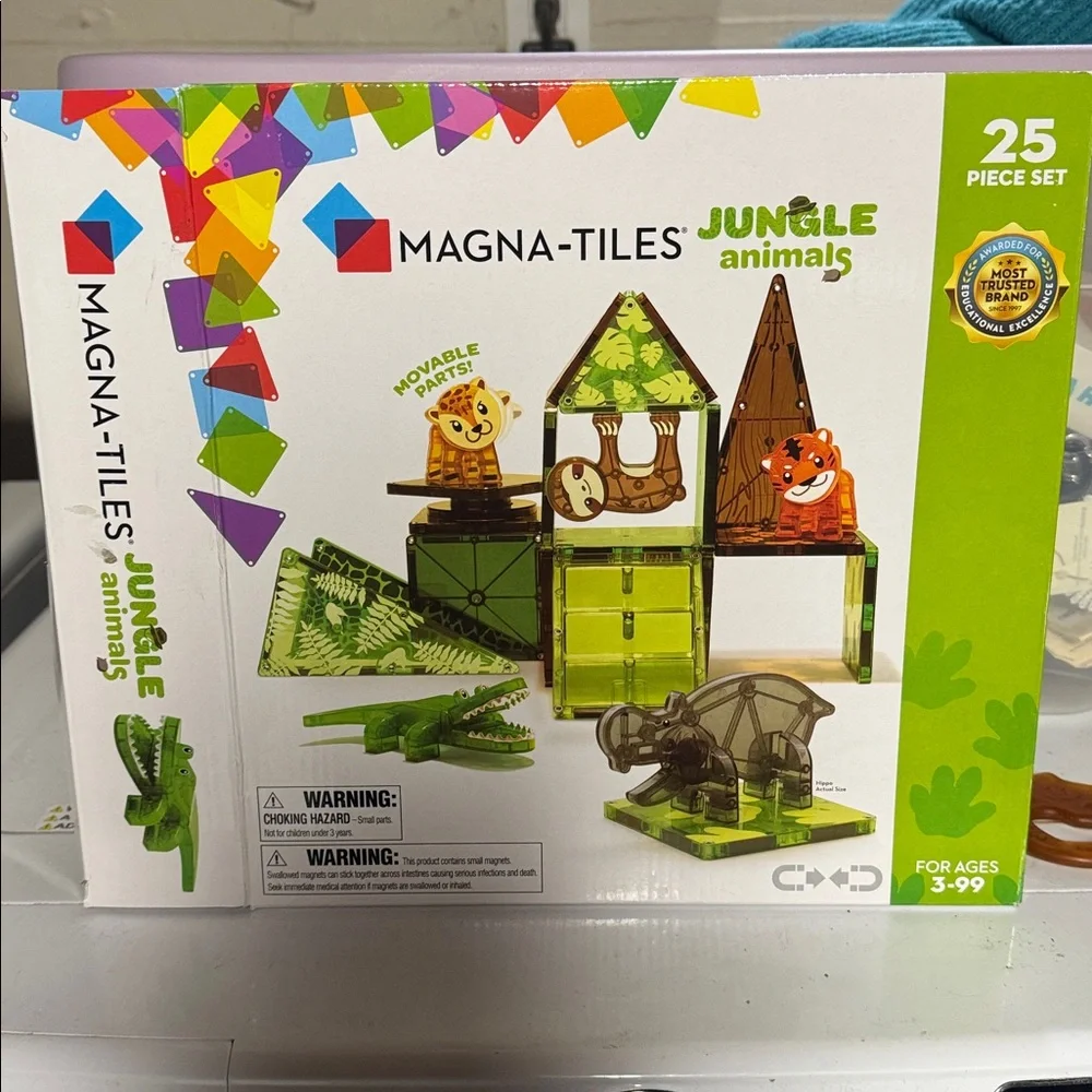 Magna-tiles jungle animals 25 piece set moveable parts alligator hippo sloth - Picture 3 of 4